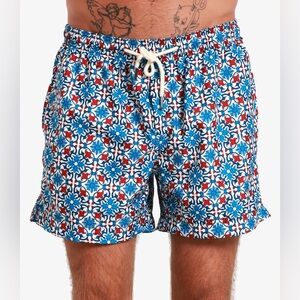 Peninsula Swimwear Beachwear Italy Boxer Swimsuit Bordeaux and Light Blue Size S